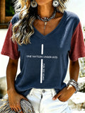 Women'S America Flag Print Casual V-Neck T-Shirt