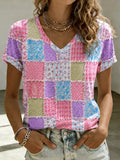 Women'S Floral Print V-Neck T-Shirt