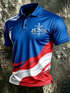 Men'S Faith Contrasting Cross Pattern Casual Polo Shirt