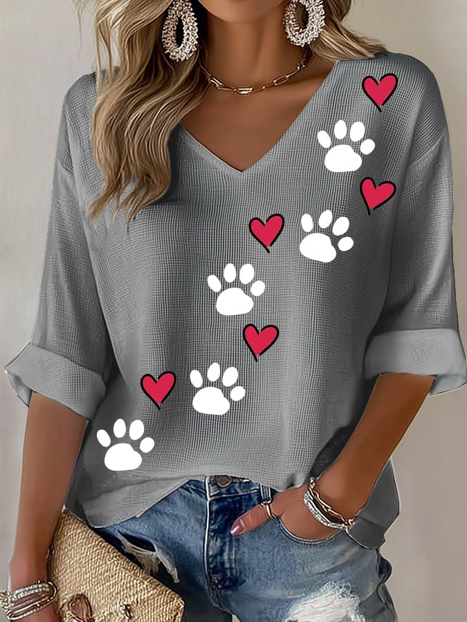Women's Retro Animal Paw Print T-Shirt
