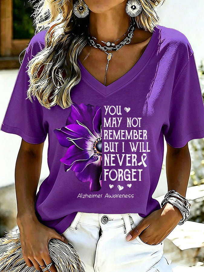 Women'S Alzheimer's awareness Printed Casual T-Shirt