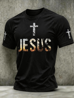 Men's Casual Jesus Print Casual T-Shirt