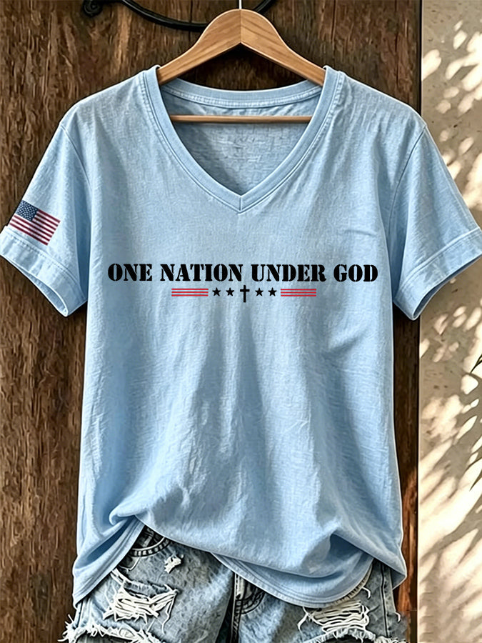 Women's ���ONE NATION UNDER GOD��� Printed T-shirt