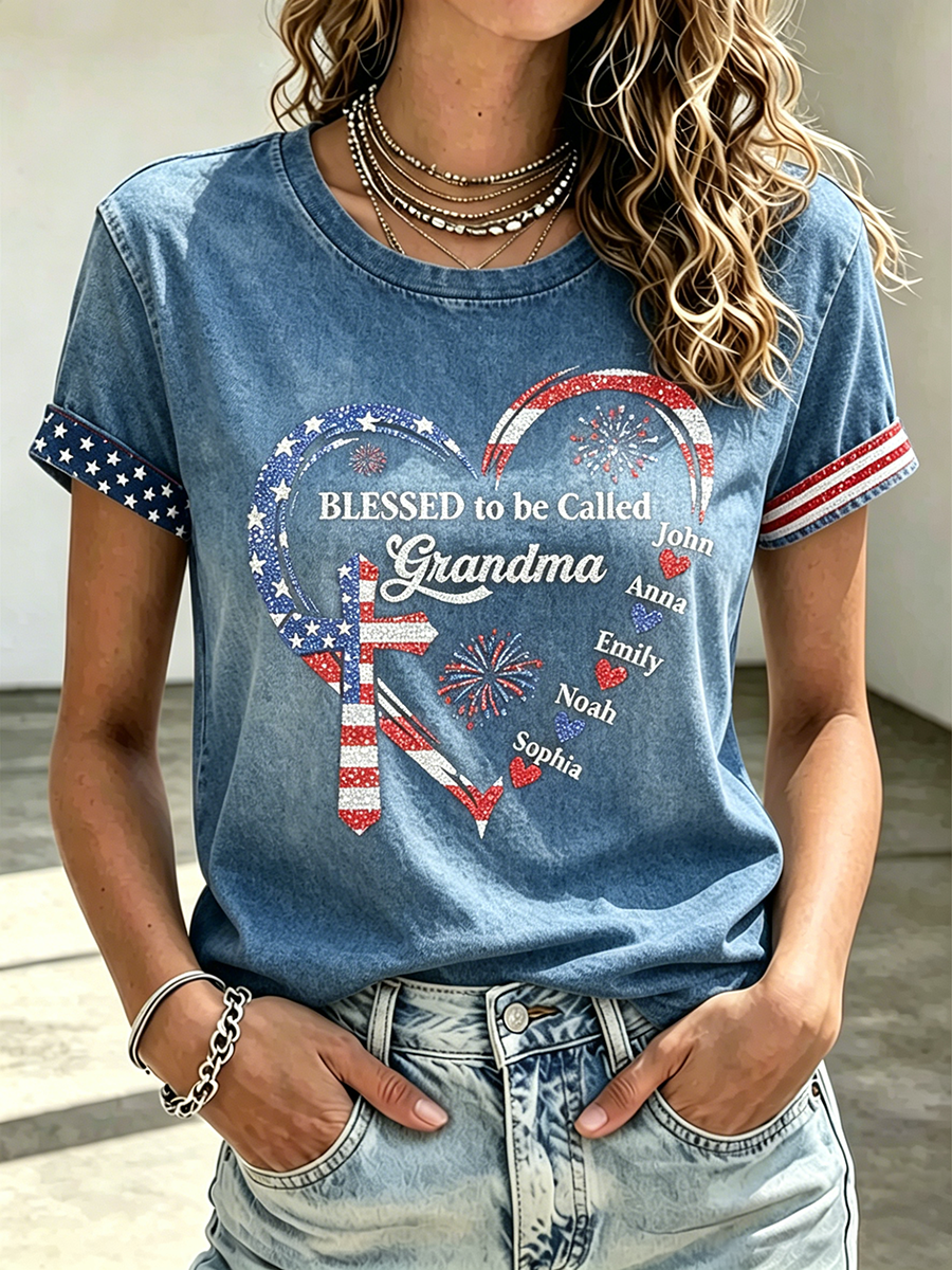 250Th Anniversary Commemorative Faith Glitter Printed Round Neck Top In The United States