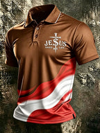 Men'S Faith Contrasting Cross Pattern Casual Polo Shirt