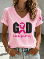 Women'S Breast Cancer Awareness  Printed Casual T-Shirt