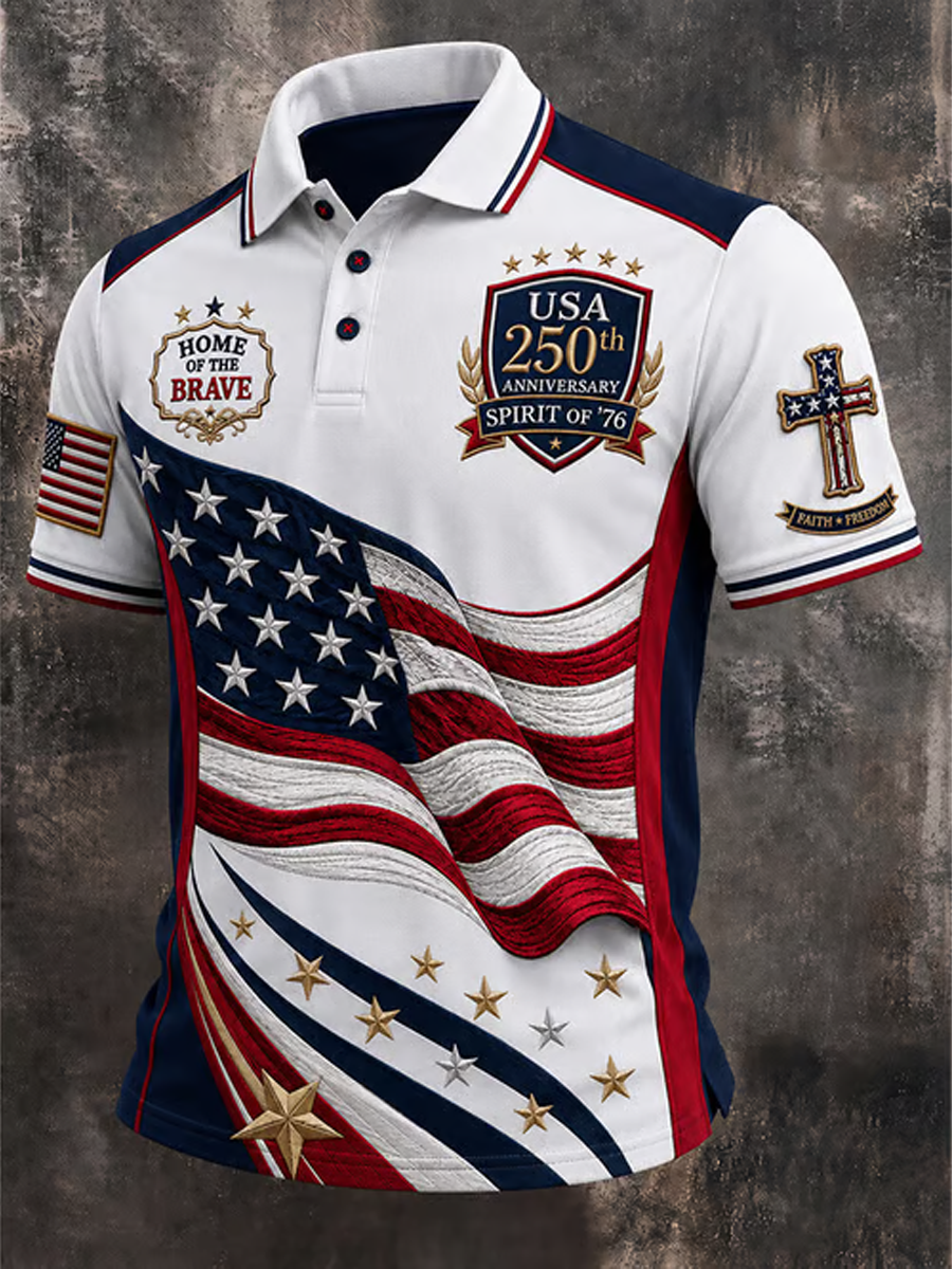 Men'S Retro Cross 250Th Anniversary Edition Short Sleeve Polo Shirt