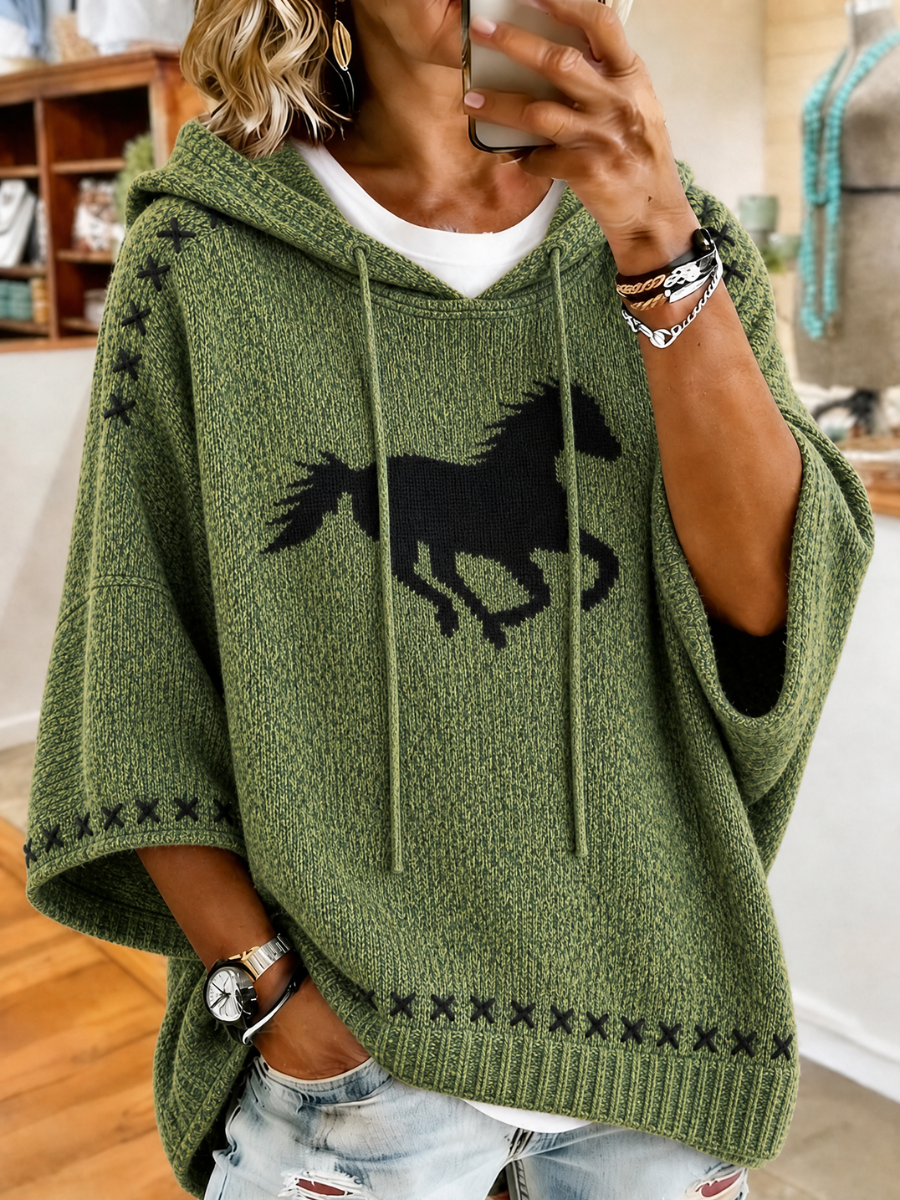 Women's Western Retro Style Animal Printed Hoodie