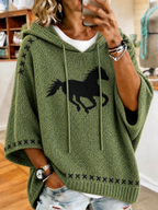 Women's Western Retro Style Animal Printed Hoodie