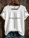 Women's Faith Over Fear Printed Casual T-shirt