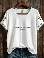 Women's Faith Over Fear Printed Casual T-shirt