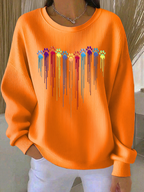 Women's Colorful Dog Heart Paw Print Casual Sweatshirt
