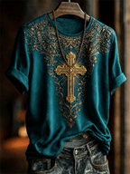 Vintage Floral Art Print Casual Short Sleeve T-shirt