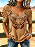 Women'S Retro Casual Western Patterned Top