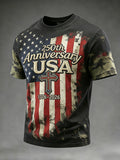 Men's America 250th Anniversary Art Print Casual T-Shirt