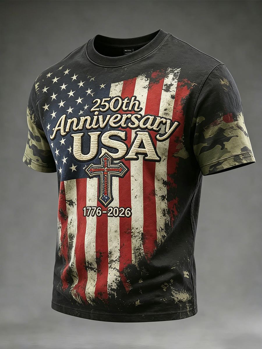 Men's America 250th Anniversary Art Print Casual T-Shirt