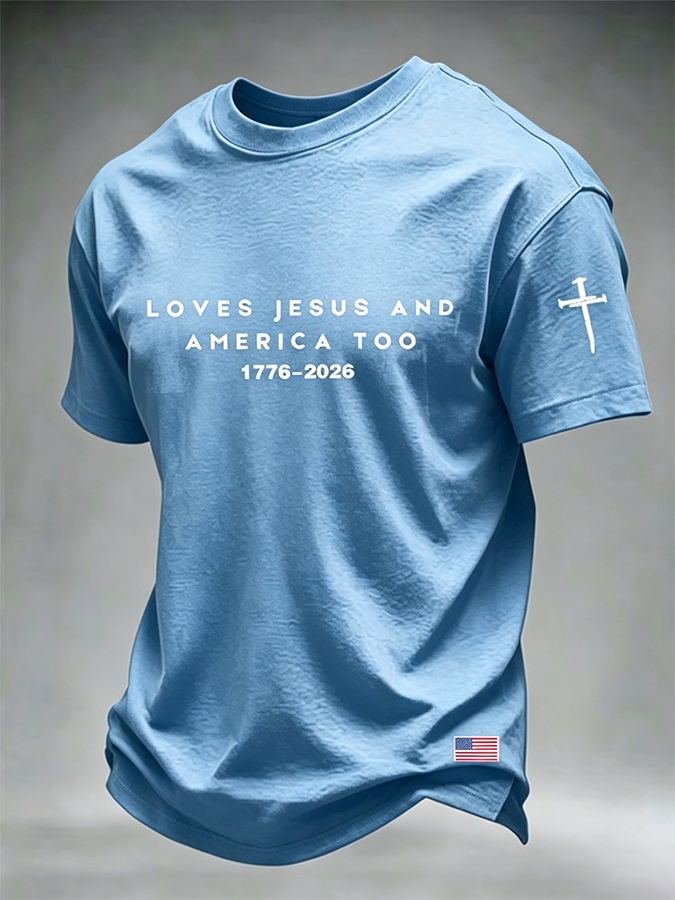 Men's American Flag Faith Printed Casual T-shirt