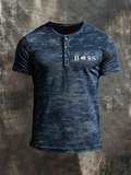 Men'S  Casual Henry Collar Top