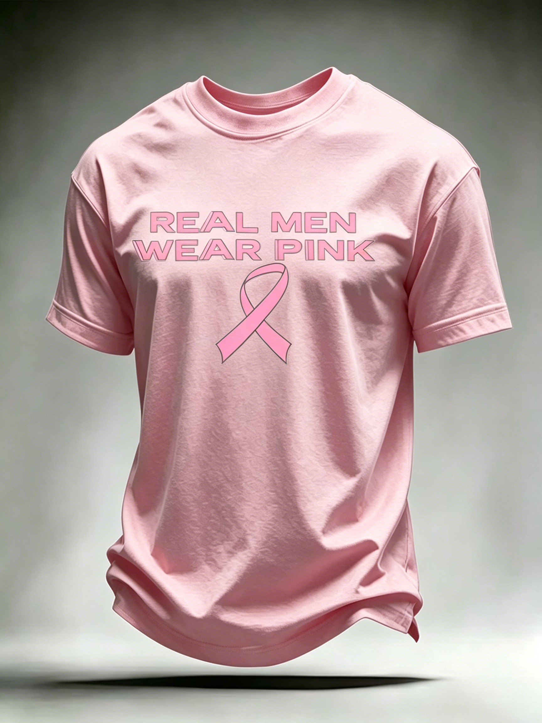 Support Breast Cancer Charity Print Round Neck T-Shirt