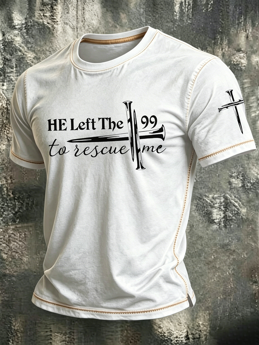 Jesus Cross Faith Commemorative Printed Round Neck T-Shirt
