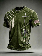 Men'S USA  Independence Day   Faith Art Printed T-Shirt