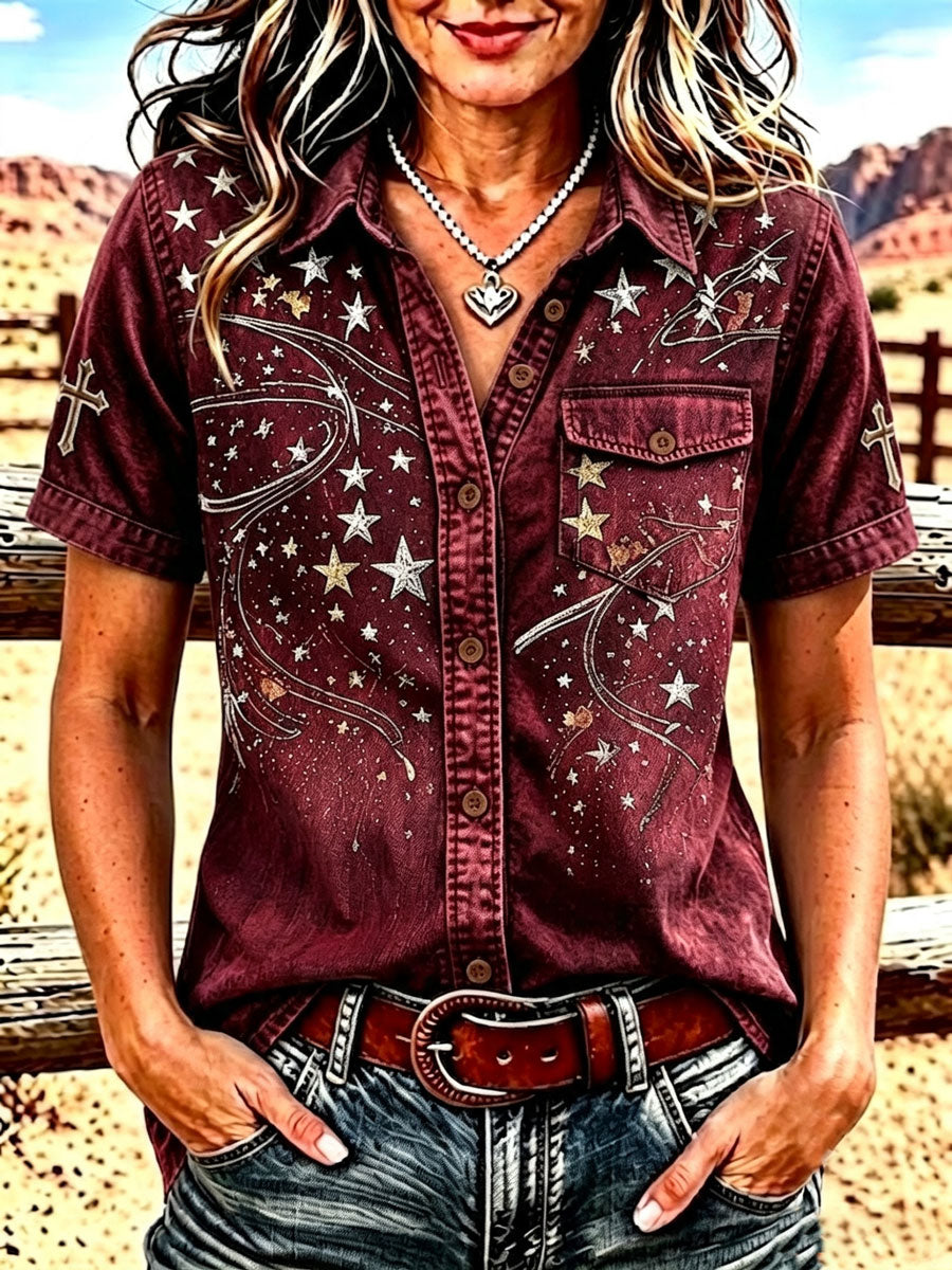 Women's Western-style Faith Short-sleeved Shirt