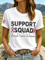 Women'S Support Squad Breast Cancer Awareness Waffle Short Sleeve T-Shirt