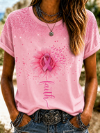 Women'S Breast Cancer Awareness Printing Short Sleeved T-Shirt