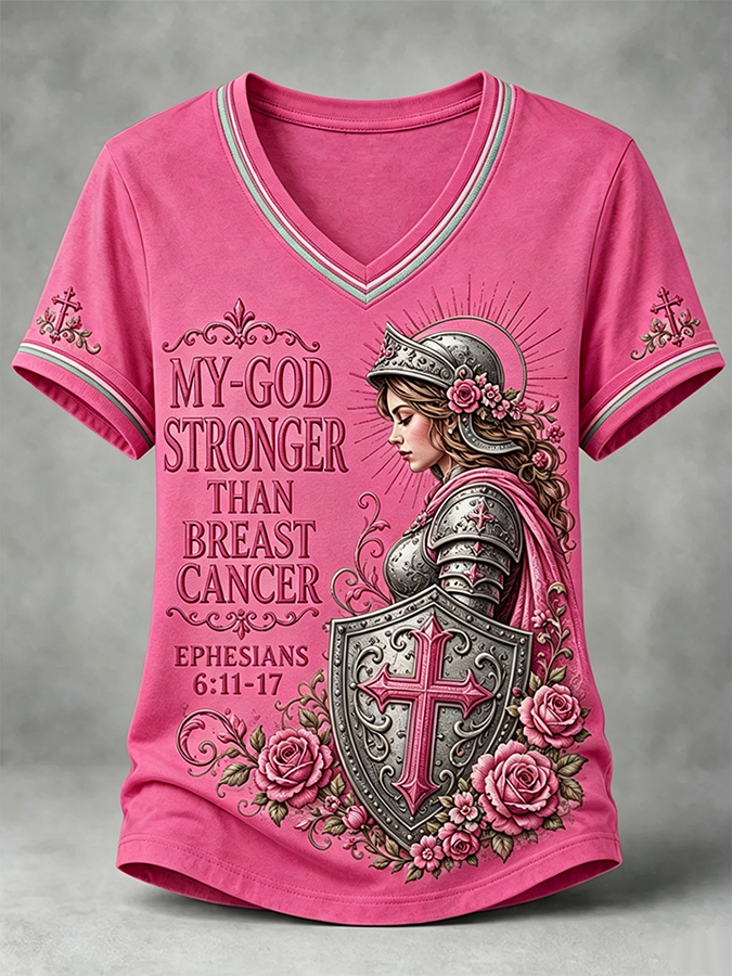 Women'S Breast Cancer Awareness Printed Casual T-Shirt