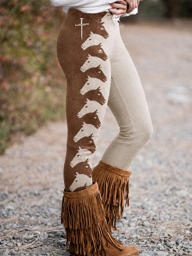 Women'S Western Style Cross Print Leggings