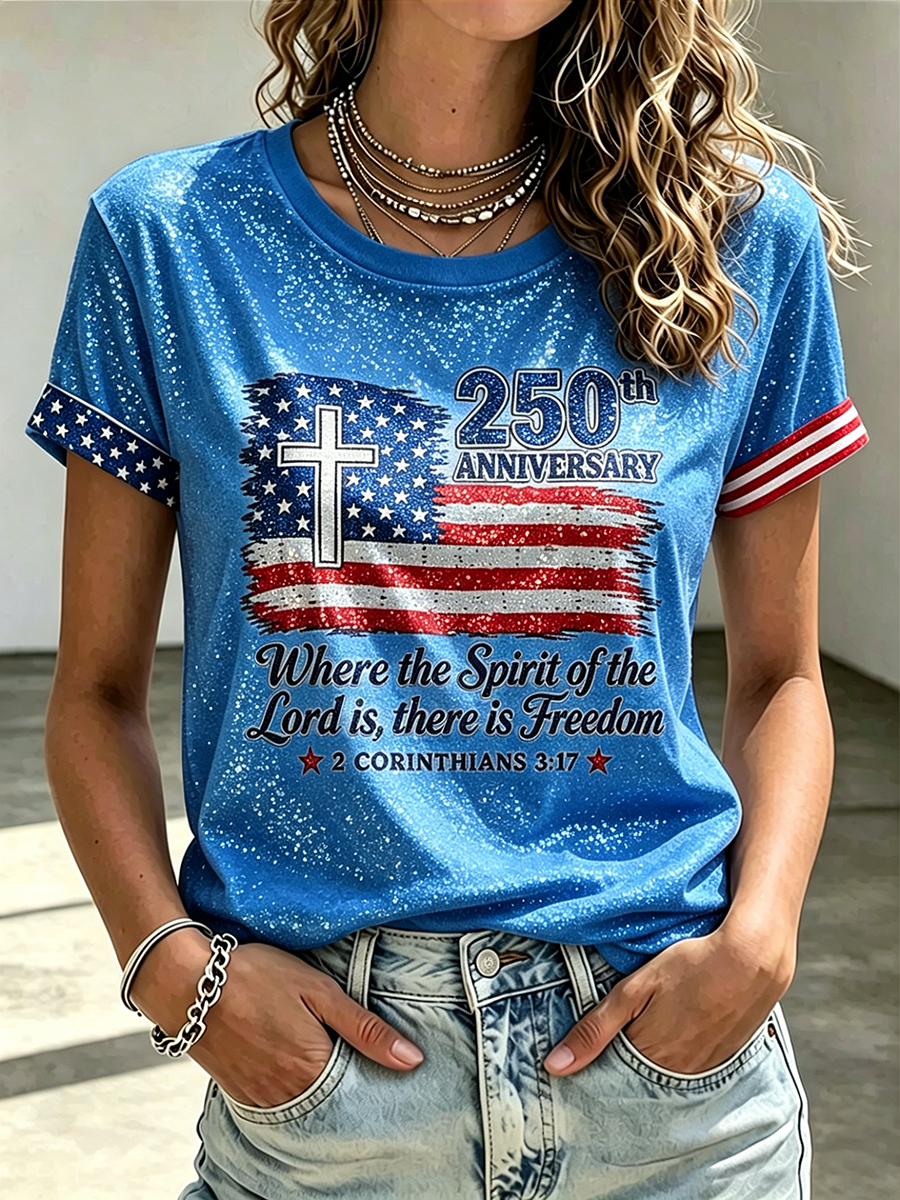 250Th Anniversary Commemorative Faith Printed Round Neck Top In The United States
