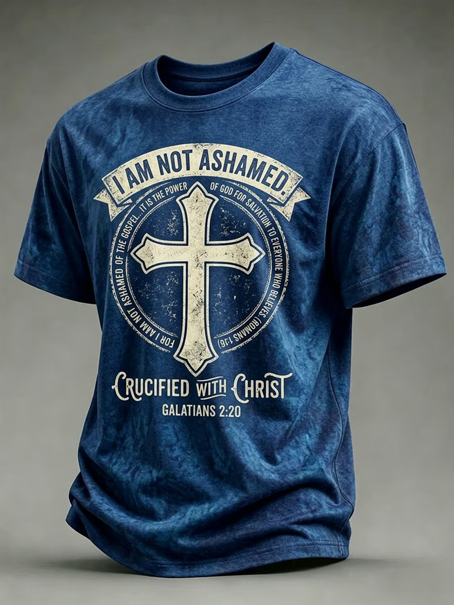 Men's Faith-Themed Crew Neck Short-Sleeve T-Shirt