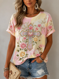 Women's Faith Floral Cotton Linen Top