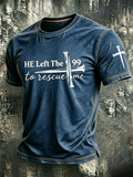 Jesus Cross Faith Commemorative Printed Round Neck T-Shirt