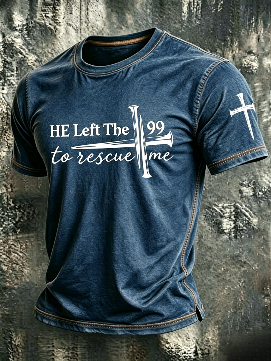 Jesus Cross Faith Commemorative Printed Round Neck T-Shirt