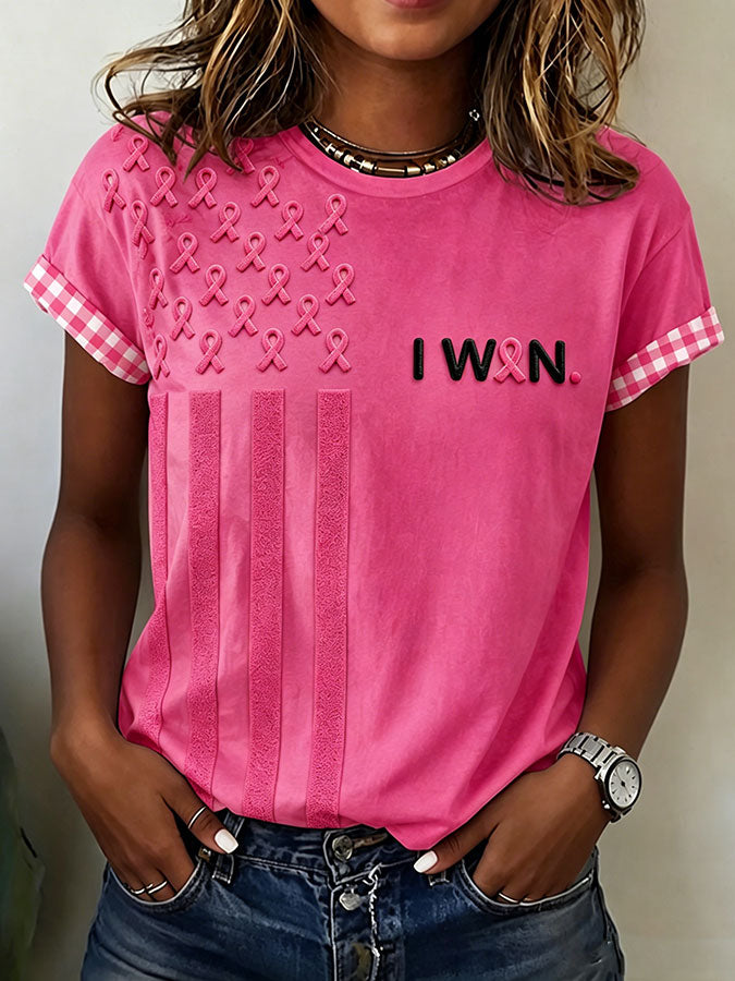 Women'S Breast Cancer Awareness Printed Casual T-Shirt