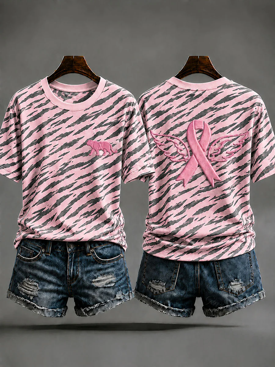 Women'S Animal Print Breast Cancer Prevention T-Shirt