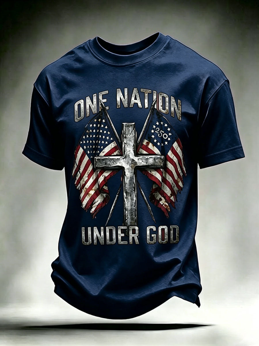 Men'S USA  Independence Day   Faith Art Printed T-Shirt