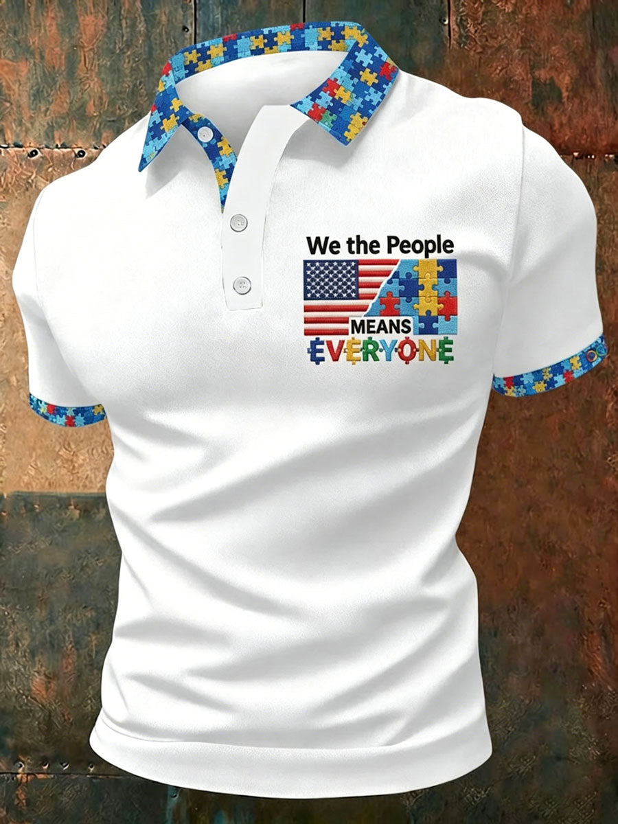 Men's Autism-Themed Printed Polo Shirt