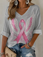 Women'S Breast Cancer Awareness Prevention Printed Casual Top
