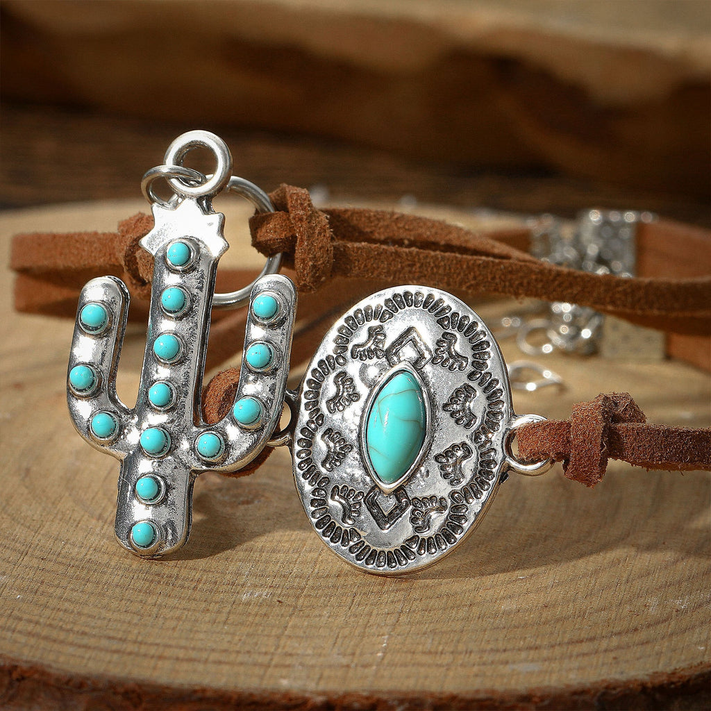 Vintage West Bohemian Turquoise Bracelet Set